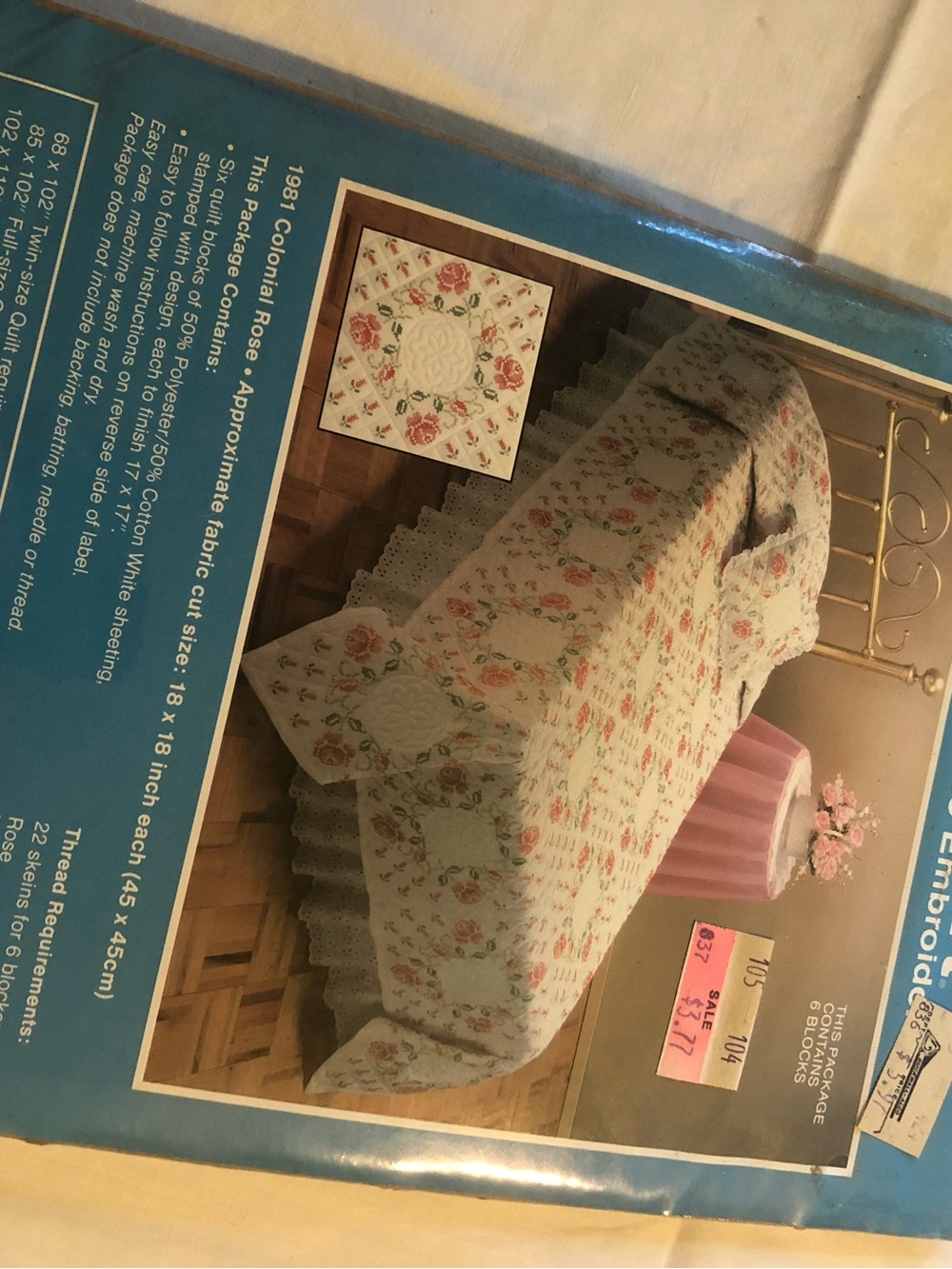 Floral Quilted Bedspread with Rose Print